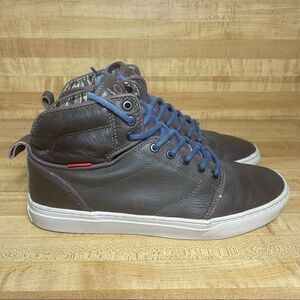 Mens Leather OTW Collection High Top Skateboard Sneakers Brown TC8G Sz 8